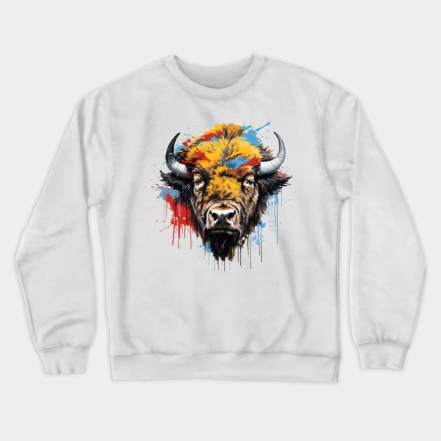 Graffiti American Bison Crewneck Sweatshirt by OspreyElliottDesigns